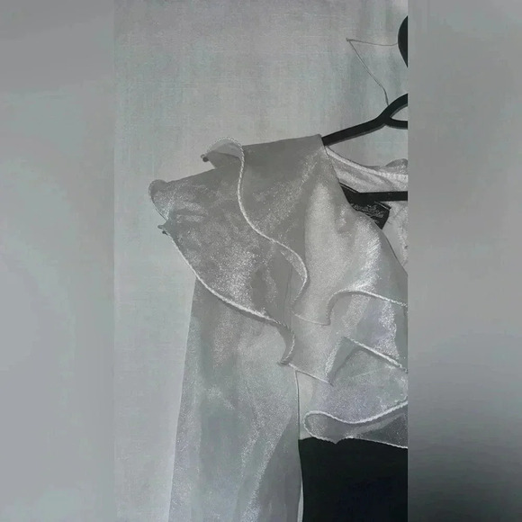 Vintage RARE organza Jumpsuit. Xs-S ruffle stirrup bottom unique Christmas Xmas - Picture 6 of 12